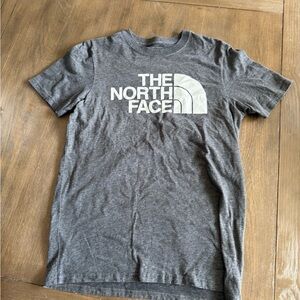 The North Face Charcoal Gray Logo Tee with White Graphic
